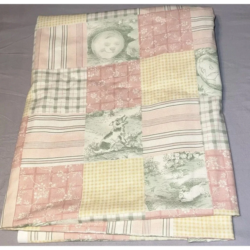 John Wolf Richloom Nursery Rhyme Patchwork Fabric Humpty Dumpty Pastel MMII Pink